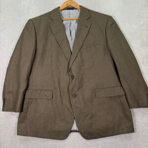 NEW Stafford Essentials Mens Blazer 48R Brown Two Button Wool Blend Suit Jacket